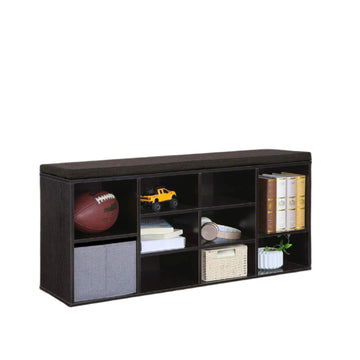 Schoenenbank met schoenenrek, zwart/bruin, houtspaanplaat, 30,1 x 104,1 x 48,1 cm
