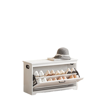 Witte schoenenbank - houten halbank met opbergruimte - 100 kg - 80 x 30 x 46 cm