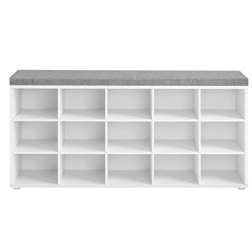 Schoenenbank met opbergruimte en zitvlak | Wit-grijs | 105x30x48 cm