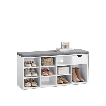 Gestoffeerde schoenenbank met opbergruimte, 104 x 30 x 48 cm