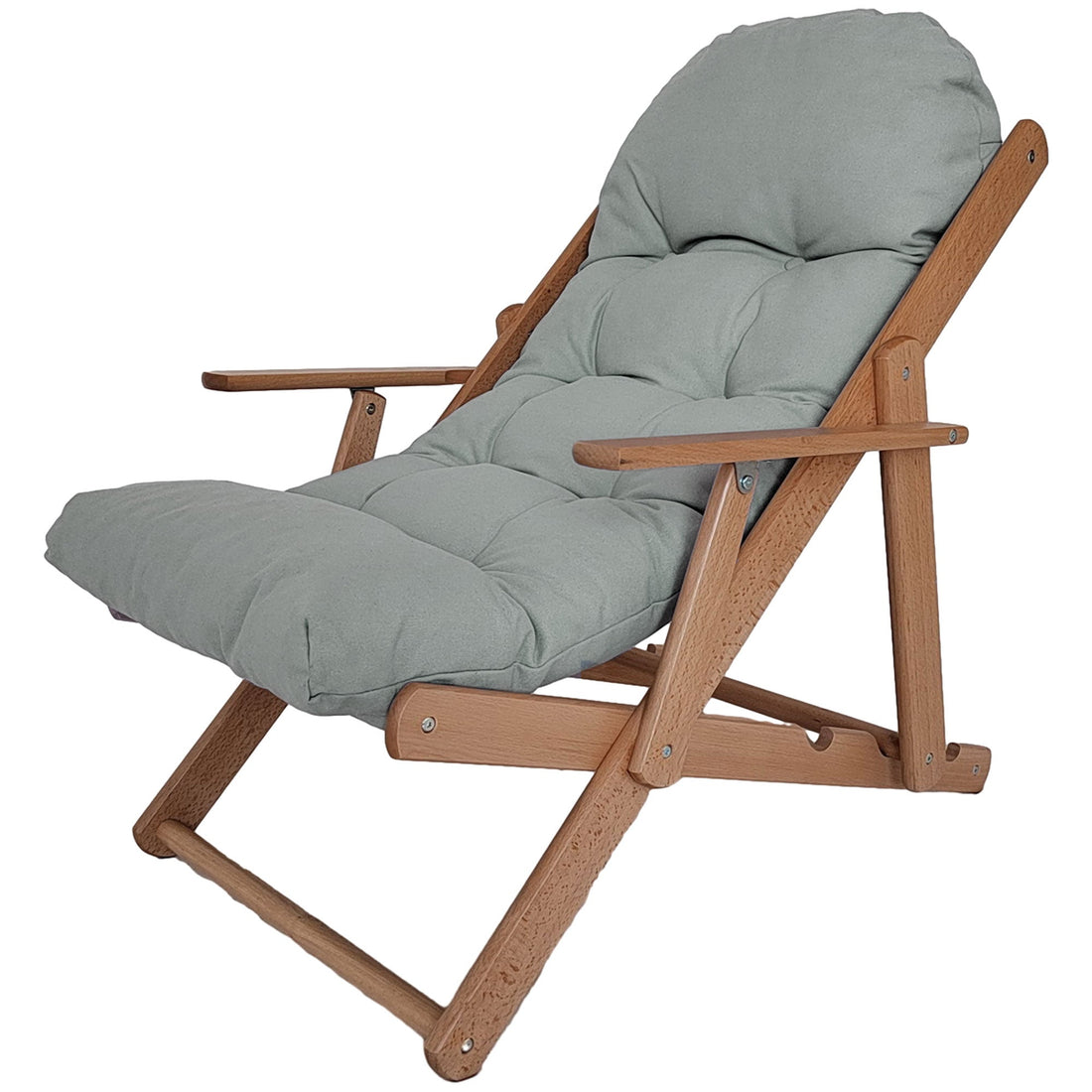 Holz-Relaxstuhl - verstellbar und klappbar | Farbe: Grau | Abmessungen: 71x89x96 cm