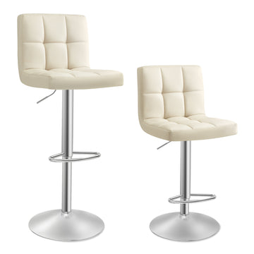 2-delige set verstelbare barkrukken met rugleuning | Zandbeige | 44,5x43x95-115 cm