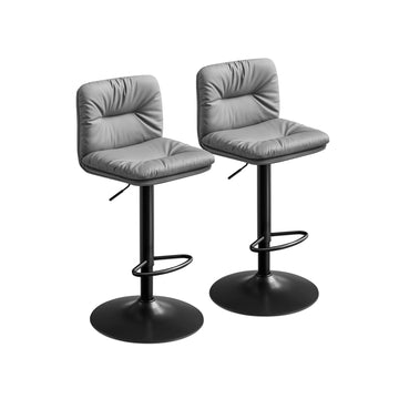 Grijze verstelbare barkrukken set van 2 - PU, metalen frame - 47 x 41 x 89-110 cm