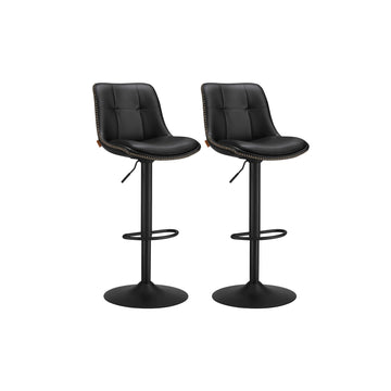 Set van 2 barkrukken met rugleuning - PU - verchroomd staal - 44 x 48 x (90-112) cm
