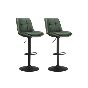 Groene PU barkrukken - draaibaar, verstelbaar, chroomstaal - 44 x 48 x 90-112 cm