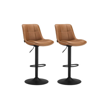 2 barstoelen set - keukenkrukken - PU - chroomstaal - 44x48x(90-112)cm