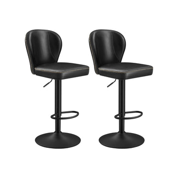 2-delige barkrukken set - PU-leer - 42 x 49 x (94-115) cm - staal