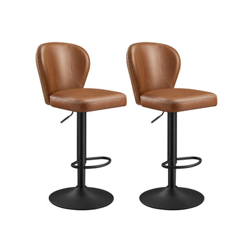 Set van 2 barkrukken - verstelbaar - PU-leer - stalen frame - 42 x 49 x (94-115) cm