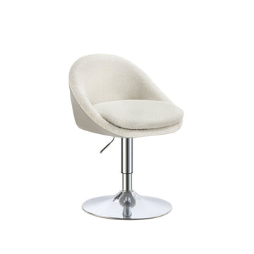 Verstelbare bureaustoel met rugleuning - ergonomisch - wit fleece - PU-leer - 52,5x50x81,5-93,5 cm