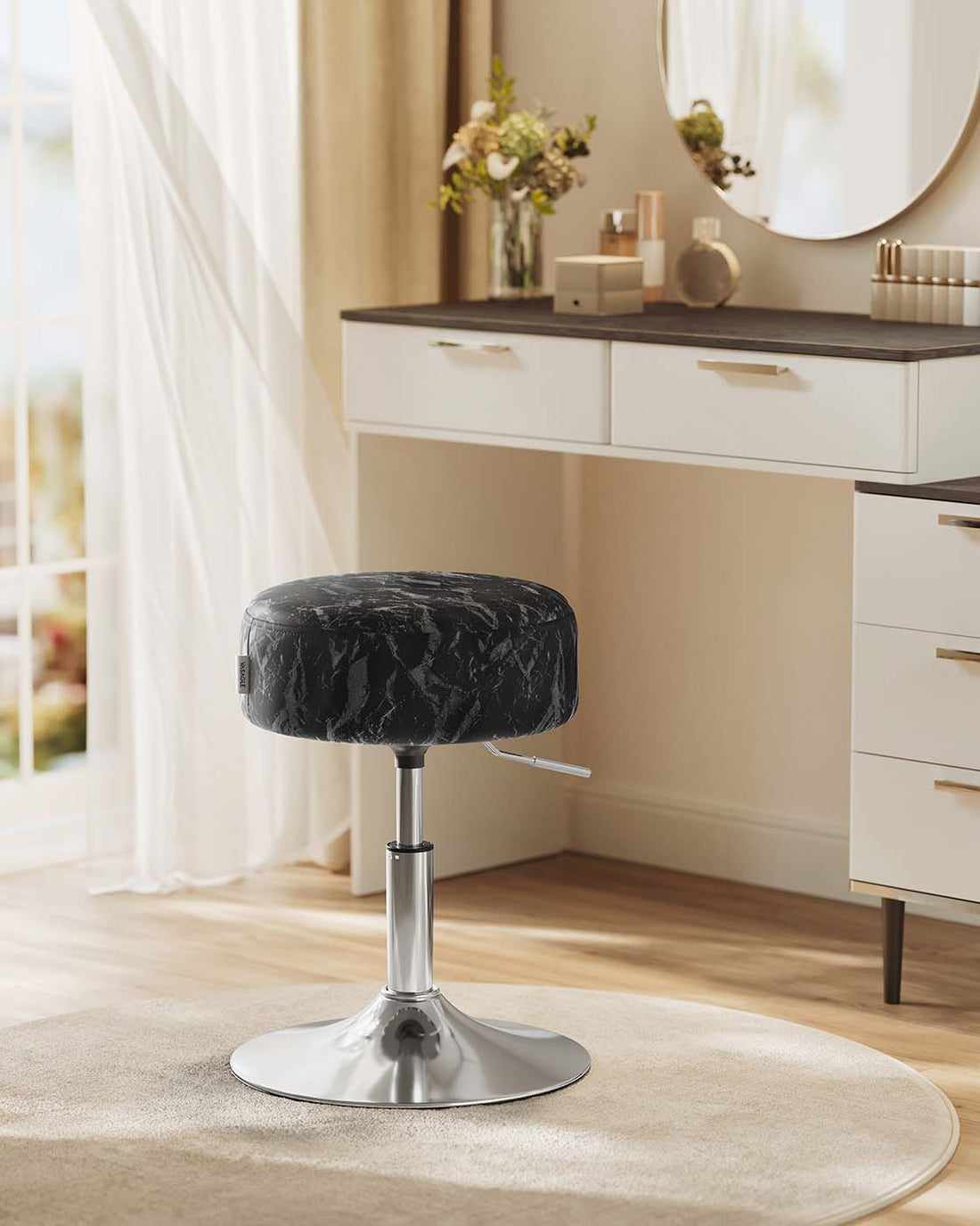 Make-upkruk - in hoogte verstelbaar en 360° draaibaar - 38 cm - zwart