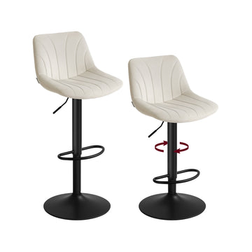 Set van 2 barkrukken met rugleuning en draaibare zitting | Cremewit | 43x46,5x88-108 cm