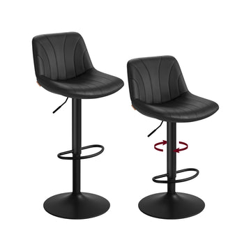 Barhockers 2-delige set met rugleuning en draaibare zitting | Inktzwart | 43x46,5x88-108 cm