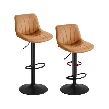 Barstoelen set van 2 met rugleuning en draaibare zitting | Karamelbruin | 43x46,5x88-108 cm