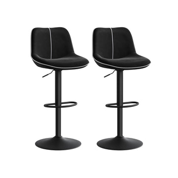 Zwarte barkrukken set, verstelbaar, fluweel, 49,5 x 45 x (88,5–109,5) cm