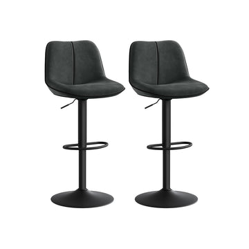 Set van 2 barkrukken, verstelbaar, fluweel, gewatteerd, grijs – 49,5 x 45 x 88,5–109,5 cm