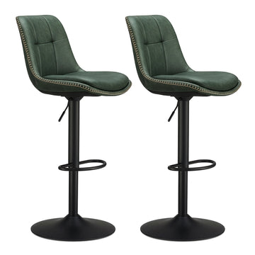 Set van 2 verstelbare barstoelen met rugleuning en voetsteun | Groen | 43x48,5x93,5-114 cm