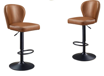 2-delige barkrukset - counter stool - hoge stoel - PU-leer comfort - 42 x 49 x 94-115 cm