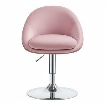 Make-upstoel met rugleuning en draaibare zitting | Roze-Grijs | 50,5x52x68,5-80,5 cm