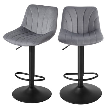 Set van 2 barstoelen, verstelbare keukenkrukken | Grijs | 43x46,5x88-108 cm