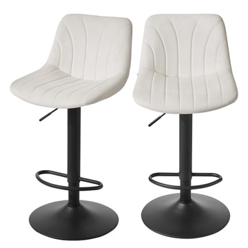Barstoelen 2-delige set, verstelbaar 88-108 cm | Wit | 43x46,5x88-108 cm