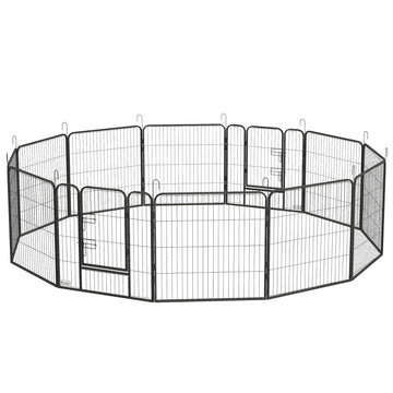 Puppyren voor honden - Opvouwbare hondenren met 12 panelen | Kleur: Grijs