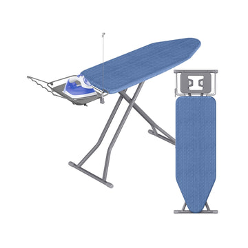 Strijkplank 122x38 cm met kabelhouder | Middernachtblauw duifgrijs | 146,8x42,3x66-90 cm