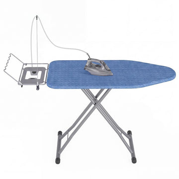 Opvouwbare strijkplank, in hoogte verstelbaar met snoerhouder | Blauw-zwart | 48,5x160x75-92 cm