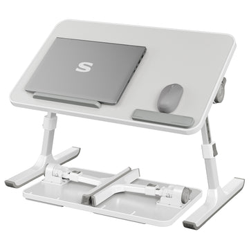 Laptoptisch grijs 52x30x23 cm met lade en aluminium frame | Grijs | 52x30x23 cm