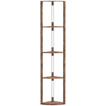 LED vloerlamp met planken | Kleur: Rustiek bruin | Afmetingen: 29,5x41x163,5 cm