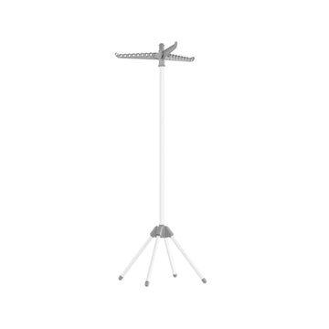 Draagbaar grijs-wit droogrek - RVS en kunststof - opvouwbaar - 65 x 65 x 150 cm