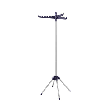 Inklapbaar wasrek blauw-zilver, RVS, lichtgewicht, compact, 65 x 65 x 150 cm