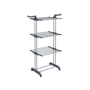 Grijs stalen en kunststof droogrek - opvouwbaar - ruimtebesparend - 64 x 126 x 172 cm