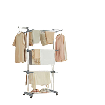 Droogrek - opvouwbaar wasrek - RVS - ruimtebesparend - 63,5 x 128,02 x 172,97 cm