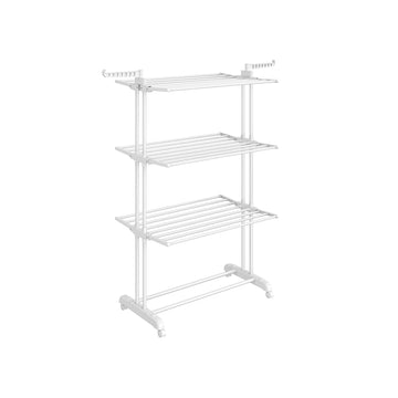 Droogrek 4 niveaus met wielen - 63,5 x 128 x 173 cm