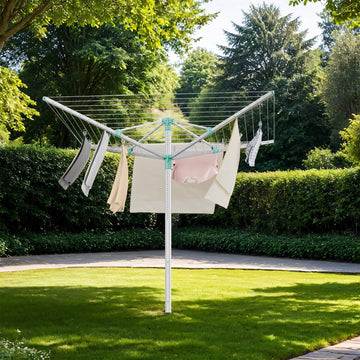 In hoogte verstelbare droogmolen voor tuin met wasknijpers | Zwart | 170x170x121-183 cm