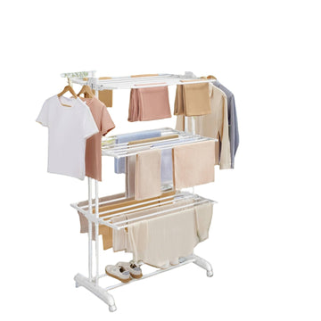 Wasrek - staand droogrek - vleugelwasrek - 4 niveaus - ruimtebesparend - 63,5 x 128 x 173 cm