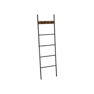 Handdoekladder industrieel, vrijstaand, staal/spaanplaat, bruin-zwart, 44 x 160 cm