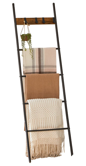 Handdoekladder - handdoekrek - badkamerorganizer - stevig stalen frame - 44 x 160 cm bruin zwart