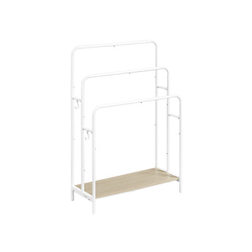 Handdoekrek met 3 stangen, wolkwit/beige, metaal & spaanplaat, 70 x 30 x 100 cm