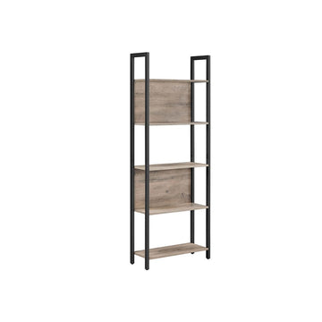 Boekenkast - Vrijstaand rek - 5 niveaus - Greige/zwart - 62 x 24 x 165 cm