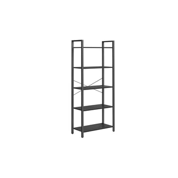 Boekenkast, groot opbergrek - spaanplaat & staal - 30 x 66 x 153 cm - zwart