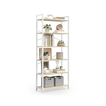 Boekenkast | Natuurlijk beige mat wit | 64x30x185,5 cm