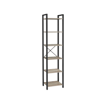 Boekenkast - Opbergrek - Spaanplaat en staal - Greige/zwart - 30 x 40 x 187,5 cm