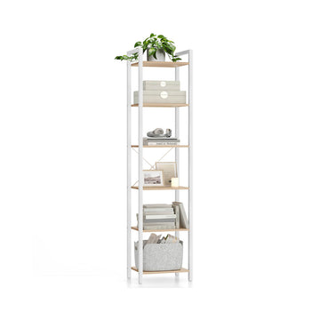 6-laags boekenkast - opbergkast - bruin/wit - 30 x 40 x 187,5 cm