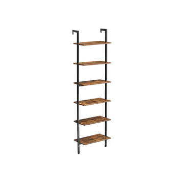 Ladderrek vintage bruin-zwart - spaanplaat en staal - 60 x 30 x 204,8 cm