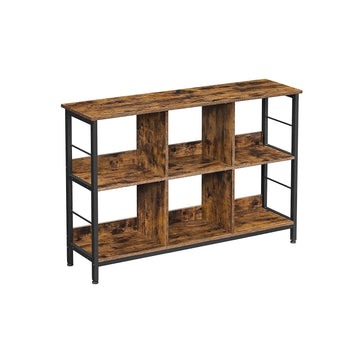 Industriële boekenkast bruin-zwart - spaanplaat/stalen rek - 120 x 33 x 80 cm