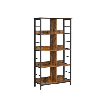Staand rek - boekenkast - opbergrek - spaanplaat en staal - 80 x 33 x 149 cm - bruin-zwart