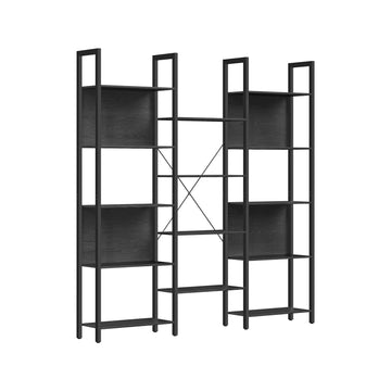 Boekenkast - ebbenhout zwart/inktzwart - spaanplaat en staal - 24 x 158 x 166 cm