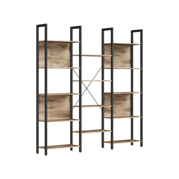 Industriële boekenkast - 14 niveaus - stevig - 24 x 158 x 166 cm - bruin/zwart