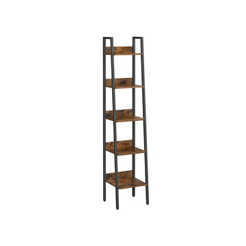 Ladderrek 5 niveaus - industrieel - vintage - spaanplaat/staal - 33,8 x 30 x 170 cm